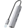 Aisens USB-A Docking Station con Ethernet Gigabit y 3 puertos USB-A, Gris